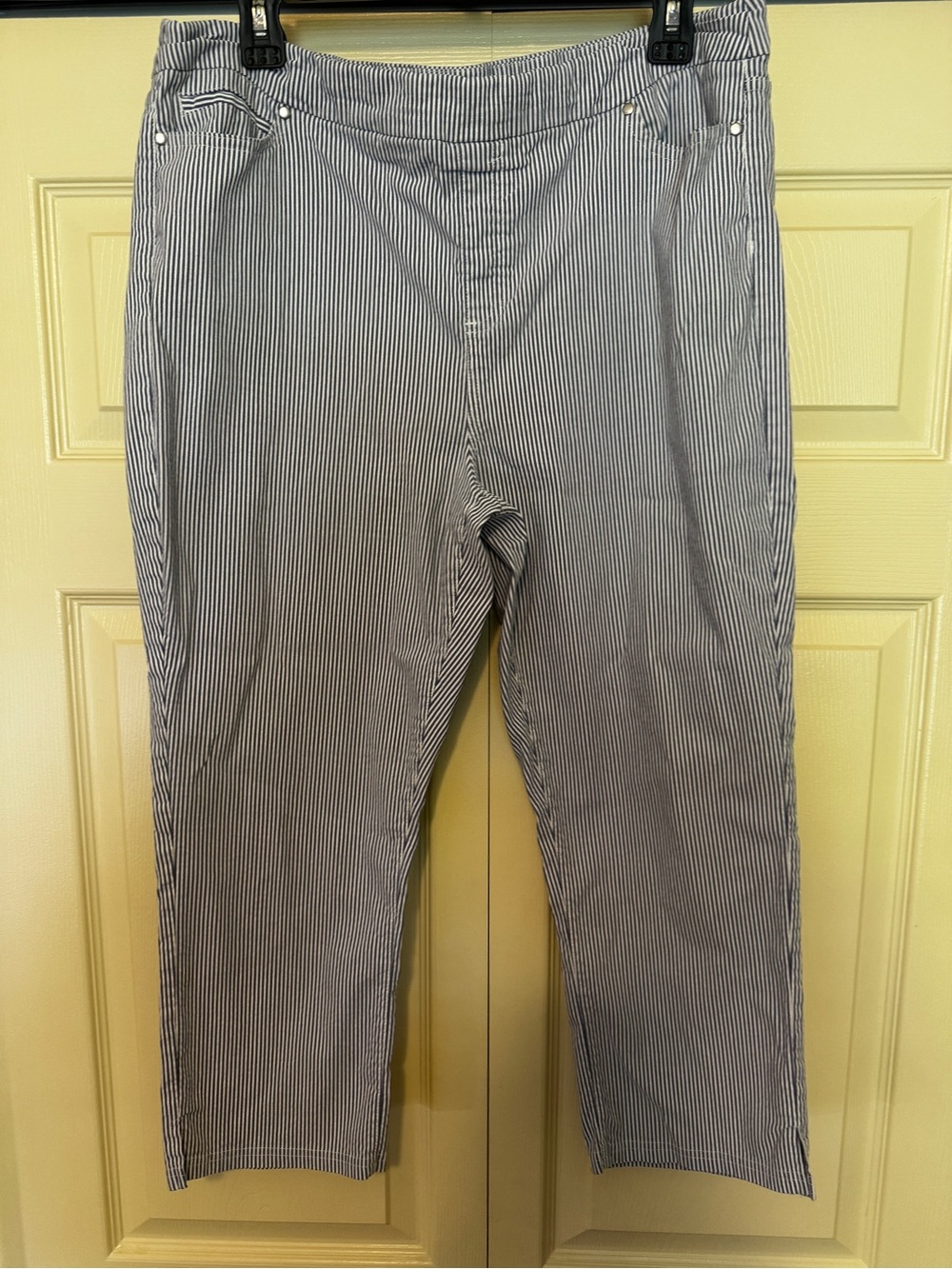 Mario Serrani Blue and White Pinstripe Ankle Chinos